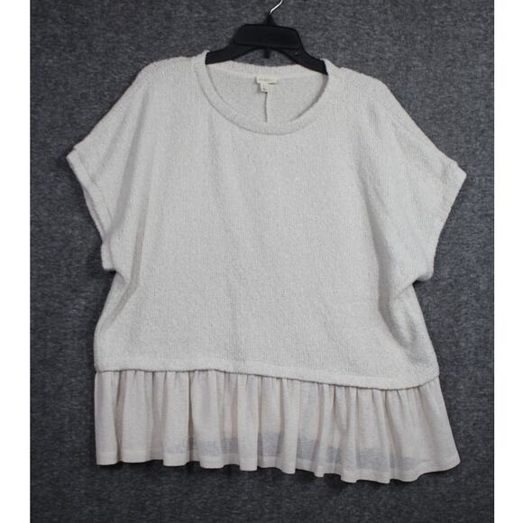 Pilcro Top size XL Cream Babydoll Peplum Sweater Blouse - Picture 1 of 6